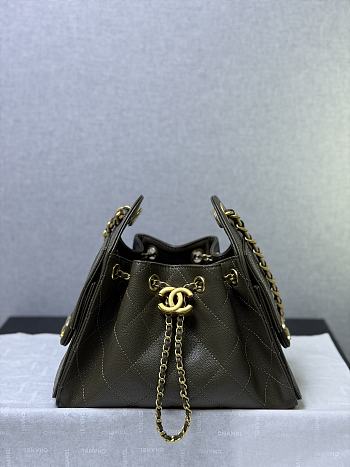 Colestore Chanel 25 Mini Handbag Grained Calfskin & Gold-Tone Metal Dark Olive 20x22x12.5cm