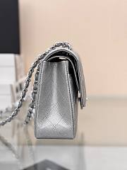 	 Colestore Chanel Classic Flap Bag Metallic Silver Caviar Leather with Silver Hardware 25cm - 5