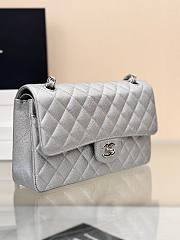 	 Colestore Chanel Classic Flap Bag Metallic Silver Caviar Leather with Silver Hardware 25cm - 3