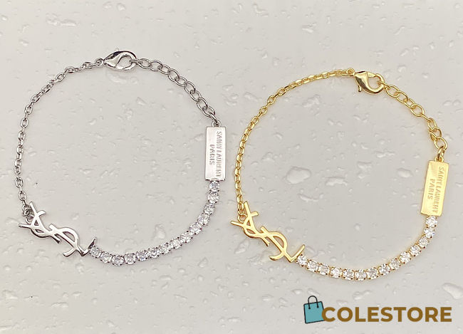 Colestore YSL Saint Laurent Cassandre Charm Bracelet In Metal And Rhinestone - 1