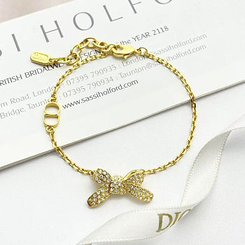 Colestore Dior Delicate Bow Bracelet Gold-Finish Metal and Crystals