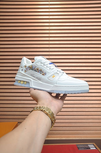 Colestore Louis Vuitton LV Trainer Sneaker White Grained calf leather