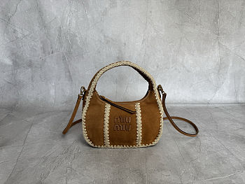 Colestore Miu Miu Wander Small Crochet Suede Bag Brown 20 x 6 x 17 cm