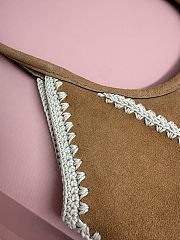 Colestore Miu Miu Ivy Suede And Crochet Bag Brown 35×40cm - 4