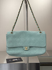 Colestore Chanel Large flap-top handbag Suede calfskin & Gold-plated metal Tiffany blue 19.5 x 32 x 10cm - 6