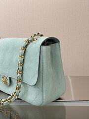 Colestore Chanel Large flap-top handbag Suede calfskin & Gold-plated metal Tiffany blue 19.5 x 32 x 10cm - 2