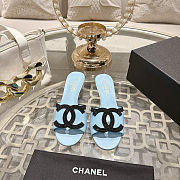 Colestore Chanel Mules   Lambskin  Baby Blue & Black - 1