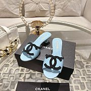 Colestore Chanel Mules   Lambskin  Baby Blue & Black - 6