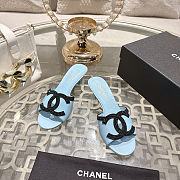 Colestore Chanel Mules   Lambskin  Baby Blue & Black - 5