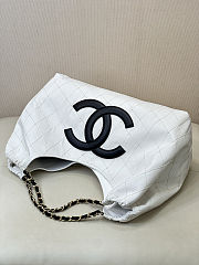 Colestore CHANEL Coco Beach 2026 Small Shopping Bag   Denim, Calfskin & Gold Metal  White & Black  20 x 43 x 17cm - 3
