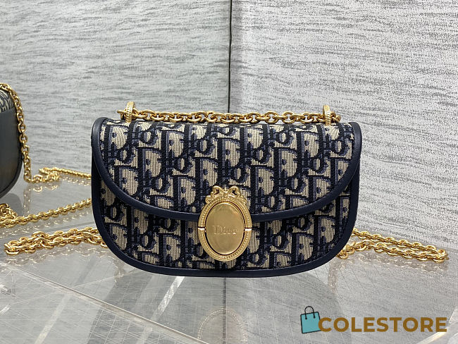Colestore Dior Small Dior Médaillon Flap Bag with Chain Blue Dior Oblique Jacquard  21 x 12 x 5.5 cm - 1