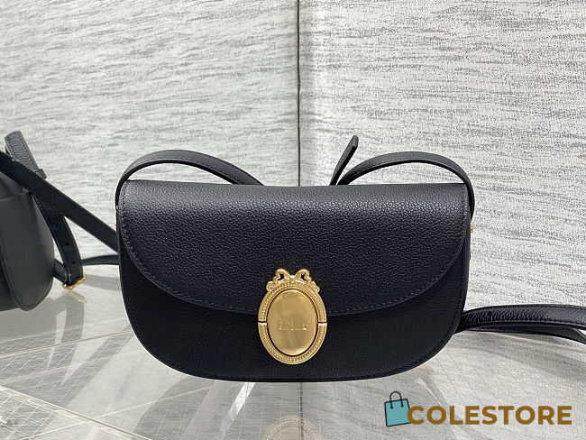 Colestore Dior Small Dior Médaillon Flap Bag Black Grained Calfskin  21 x 12 x 5.5 cm - 1