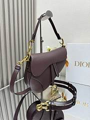 Colestore Dior Saddle Bag with Strap Deep Amaranth Grained Calfskin 25.5 x 20 x 6.5 cm  - 3