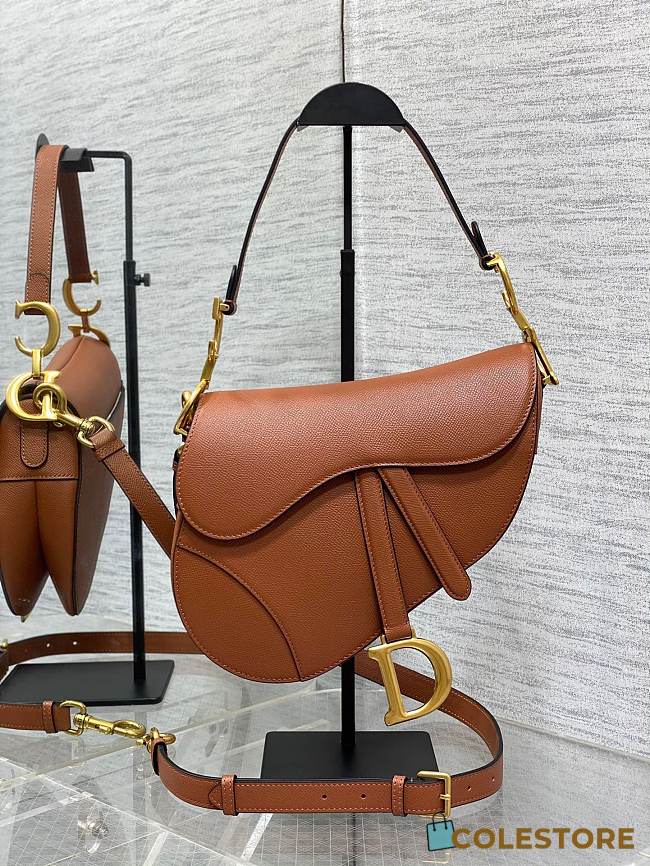 Colestore Dior Saddle Bag with Strap Golden Saddle Grained Calfskin 25.5 x 20 x 6.5 cm - 1