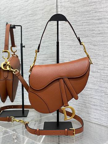 Colestore Dior Saddle Bag with Strap Golden Saddle Grained Calfskin 25.5 x 20 x 6.5 cm