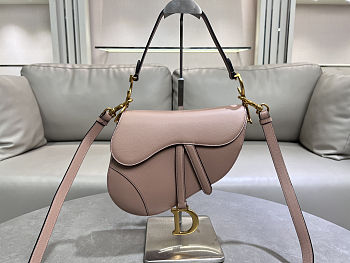 Colestore Dior Saddle Bag with Strap Blush Grained Calfskin  25.5 x 20 x 6.5 cm