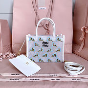 Colestore  Miu Miu White Embroidered Mesh Top-handle Bag 19.5x14x9cm - 1