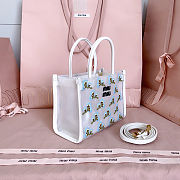 Colestore  Miu Miu White Embroidered Mesh Top-handle Bag 19.5x14x9cm - 3