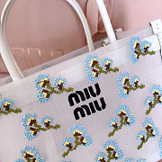 Colestore  Miu Miu White Embroidered Mesh Top-handle Bag 19.5x14x9cm - 4