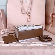 Colestore  Miu Miu Cognac Embroidered Mesh Top-handle Bag 19.5x14x9cm - 3
