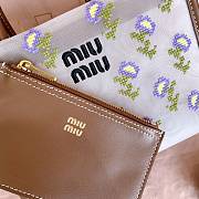 Colestore  Miu Miu Cognac Embroidered Mesh Top-handle Bag 19.5x14x9cm - 4