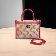 Colestore  Miu Miu Red Embroidered Mesh Top-handle Bag 19.5x14x9cm - 1