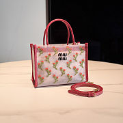 Colestore  Miu Miu Red Embroidered Mesh Top-handle Bag 19.5x14x9cm - 6