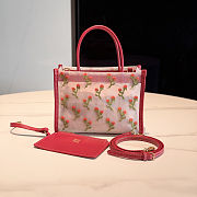 Colestore  Miu Miu Red Embroidered Mesh Top-handle Bag 19.5x14x9cm - 5