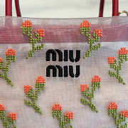 Colestore  Miu Miu Red Embroidered Mesh Top-handle Bag 19.5x14x9cm - 2