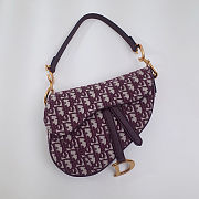 Colestore Dior Saddle Bag Burgundy Oblique with Embroidered Strap 25.5x20x6.5cm - 1