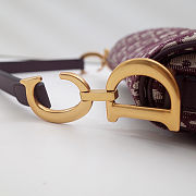 Colestore Dior Saddle Bag Burgundy Oblique with Embroidered Strap 25.5x20x6.5cm - 6