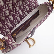 Colestore Dior Saddle Bag Burgundy Oblique with Embroidered Strap 25.5x20x6.5cm - 5