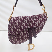 Colestore Dior Saddle Bag Burgundy Oblique with Embroidered Strap 25.5x20x6.5cm - 4