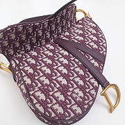 Colestore Dior Saddle Bag Burgundy Oblique with Embroidered Strap 25.5x20x6.5cm - 3
