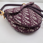 Colestore Dior Saddle Bag Burgundy Oblique with Embroidered Strap 25.5x20x6.5cm - 2