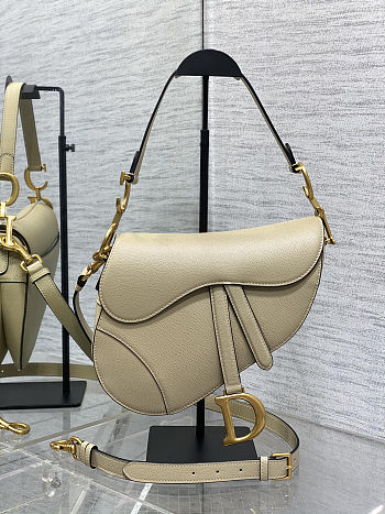 Colestore  Dior Saddle Bag with Strap Sand-Colored Grained Calfskin 24×6×18cm