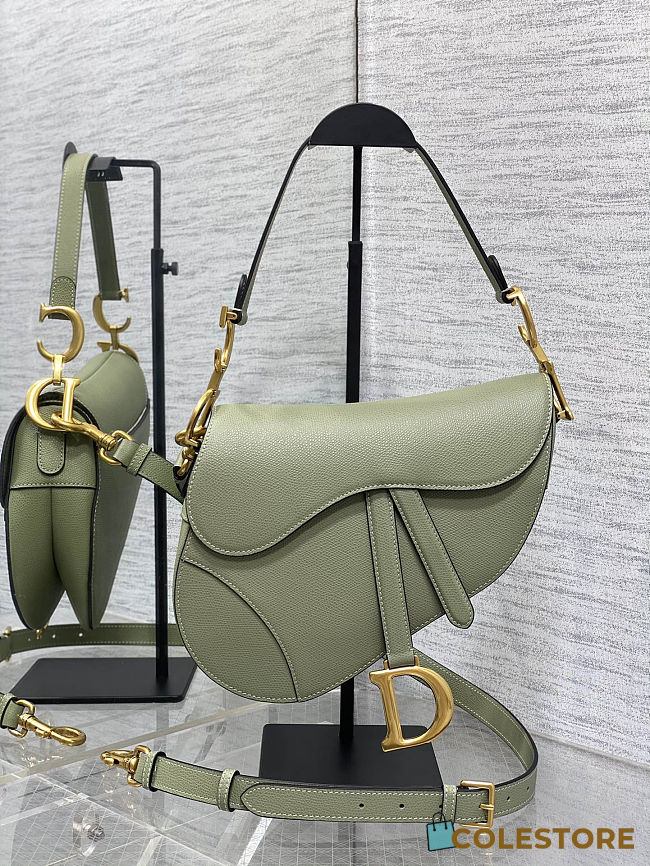 Colestore Dior Saddle Bag with Strap Ceder Green Grained Calfskin 24×6×18cm - 1