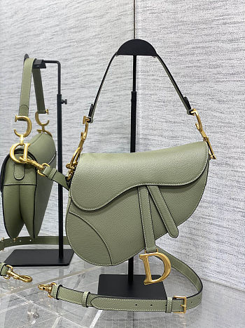 Colestore Dior Saddle Bag with Strap Ceder Green Grained Calfskin 24×6×18cm