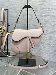 Colestore Dior Saddle Bag with Strap Powder Pink Grained Calfskin 25.5×20×6.5cm - 1