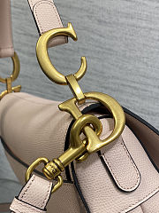 Colestore Dior Saddle Bag with Strap Powder Pink Grained Calfskin 25.5×20×6.5cm - 5