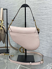 Colestore Dior Saddle Bag with Strap Powder Pink Grained Calfskin 25.5×20×6.5cm - 3