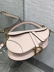 Colestore Dior Saddle Bag with Strap Powder Pink Grained Calfskin 25.5×20×6.5cm - 2