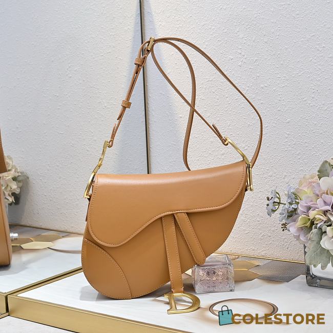 Colestore Dior Medium Soft Saddle Bag with Strap Camel Vintage Smooth Calfskin 24 x 20 x 7 cm - 1