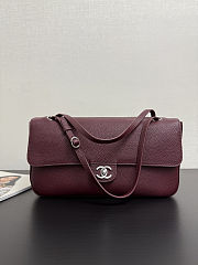 Colestore Chanel Maxi Flapbag   Grained Calfskin & Silver Metal Burgundy  19.5 x 32 x 10cm - 1