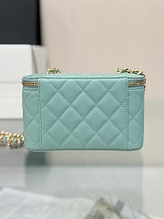 Colestore Chanel Lambskin Quilted Vanity Case With Chain Tiffany Blue  Gold Hardware 17x9.5x8cm - 2