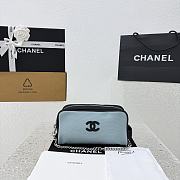 Colestore Chanel Large Zipped Pouch   Canvas, Calfskin & Silver-Tone Metal  Blue & Black 23x13x9cm - 1