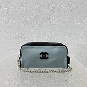 Colestore Chanel Large Zipped Pouch   Canvas, Calfskin & Silver-Tone Metal  Blue & Black 23x13x9cm - 3