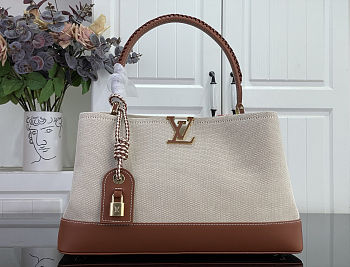 Colestore Louis Vuitton Capucines Weekender Tan Canvas and cowhide leather 43.5 x 15.5 x 16 cm