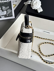 Colestore Chanel Coco Beach Top Handle Long Vanity Case with Chain Ecru Tweed and Black Calfskin Gold Hardware 17x19.5x5.5cm - 4