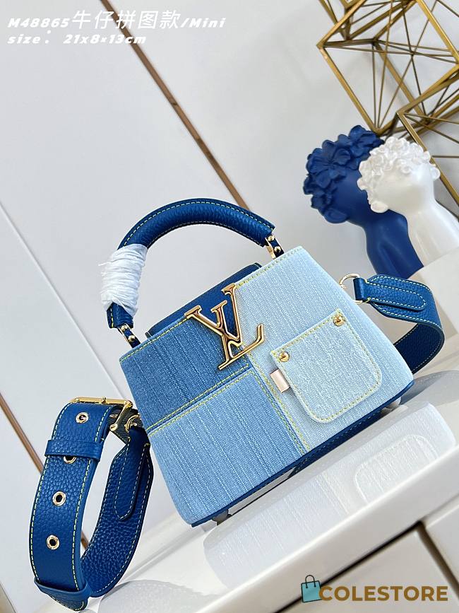 Colestore Louis Vuitton Capucines Mini Blue Denim 21 x 13 x 8 cm - 1